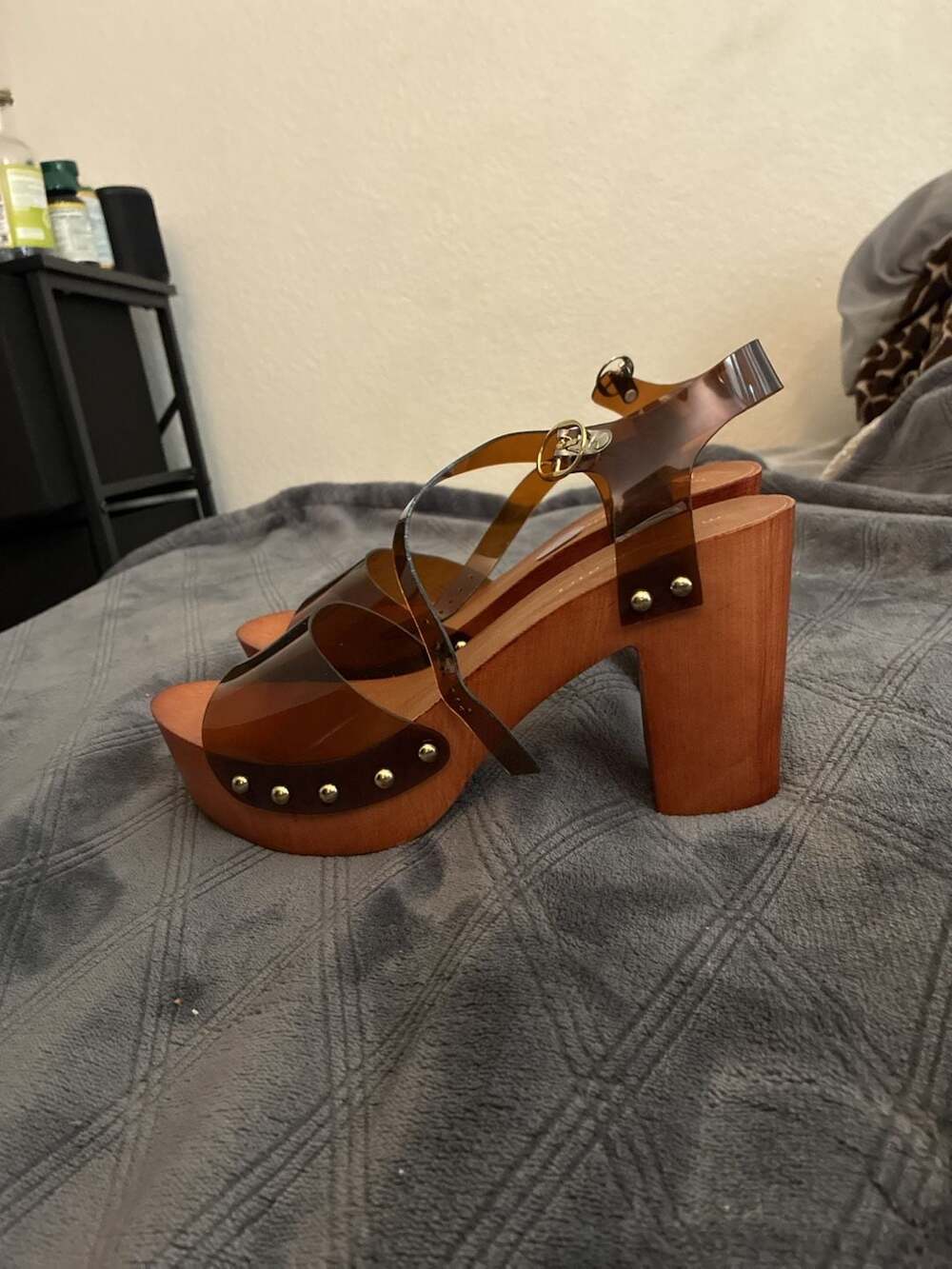 Madden Girl G-Neato Brown Clear Jelly Platform Clog Sandals